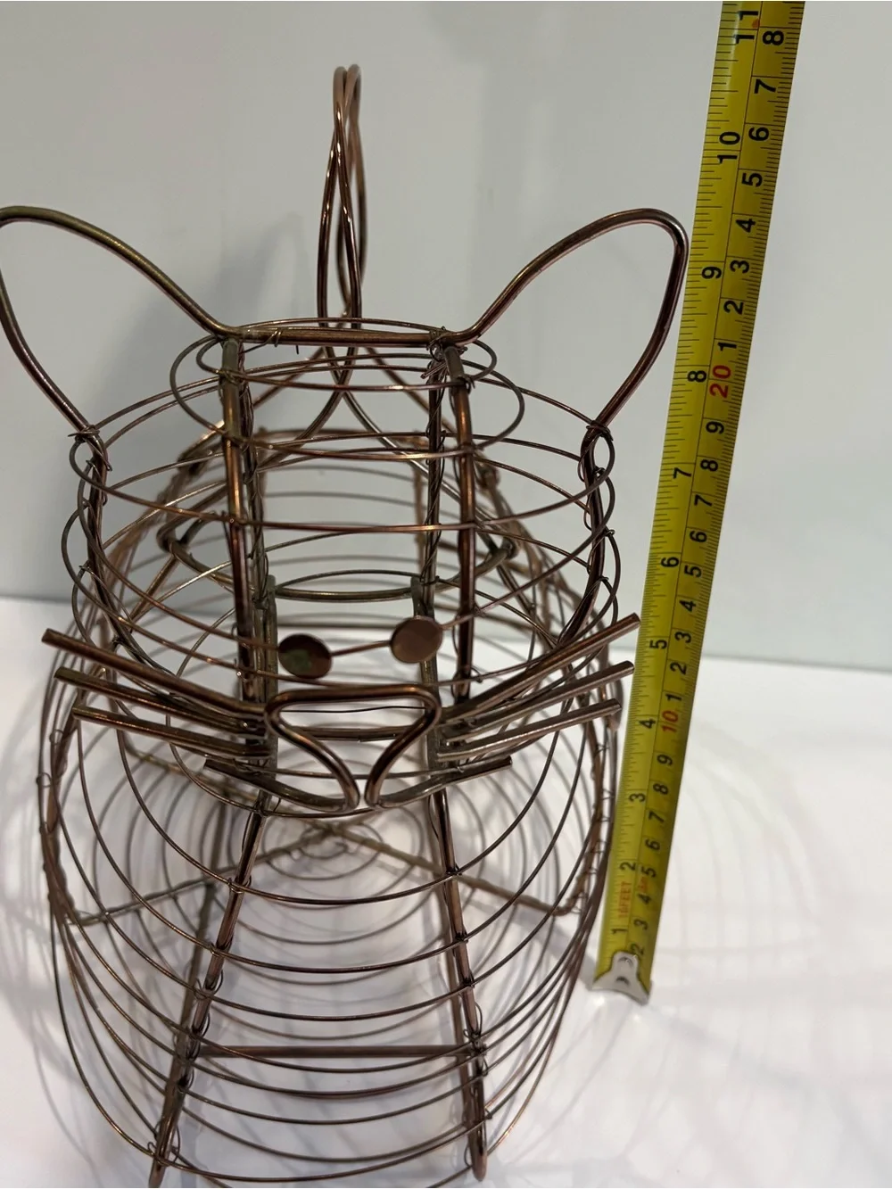 Vtg Copper Wire Cat Egg Basket Kitsch 90’s Cottage Decor Country Farm Barn